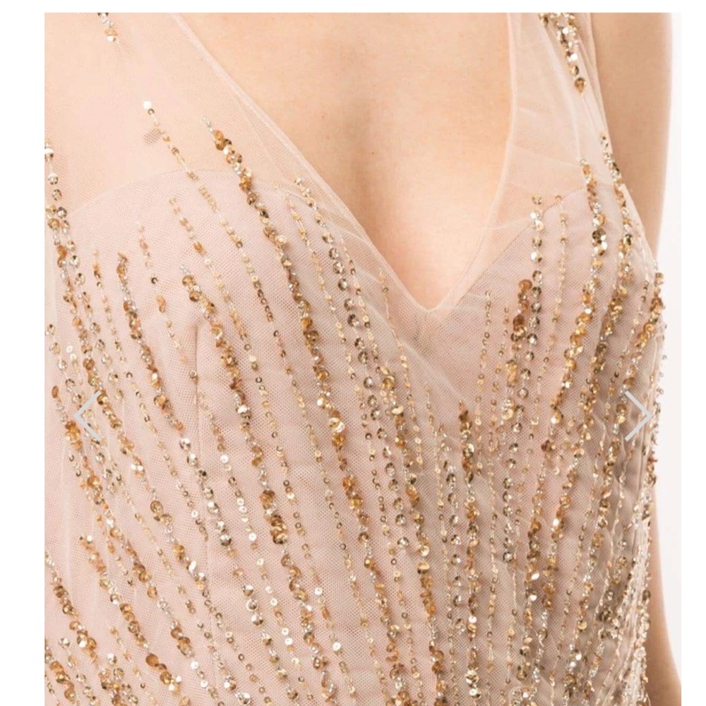 Marchesa Sleeveless Beaded V-Neck Gown - Picture 5 of 8